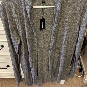 Express Heather Gray Knit Cardigan Med